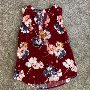 Old Navy burgundy floral blouse (in tall)